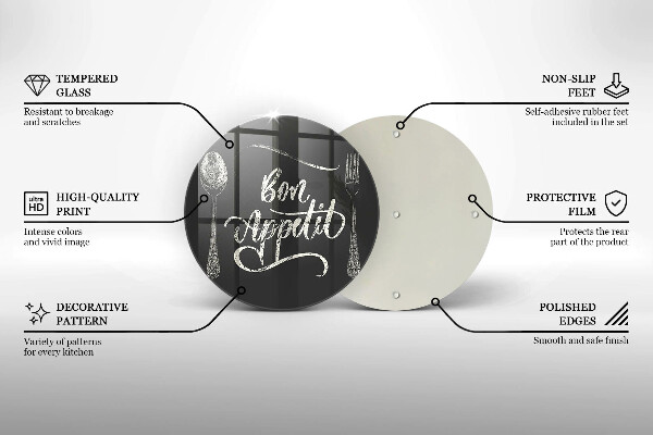 Kuchynská doska zo skla Nápis Bon Appetit