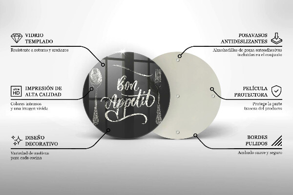 Kuchynská doska zo skla Nápis Bon Appetit