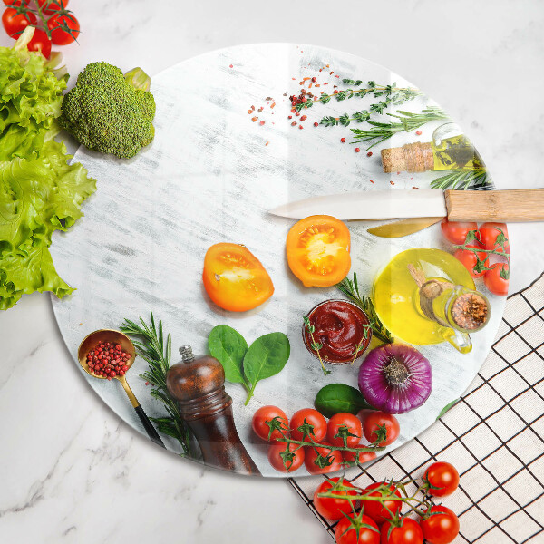 Kuchynská doska zo skla Zelenina a korenie