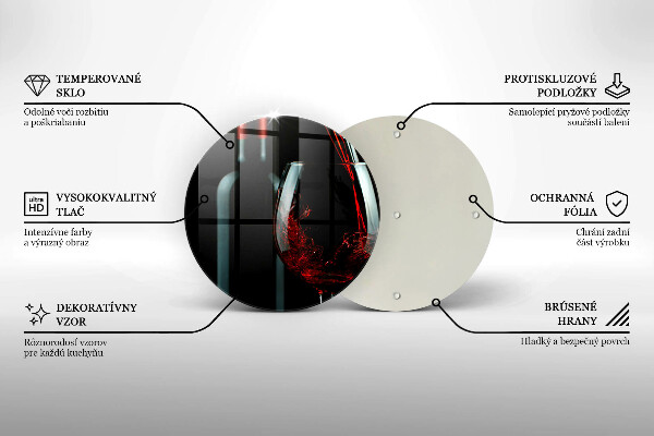Kuchynská doska veľká zo skla Fľaša vína a pohár