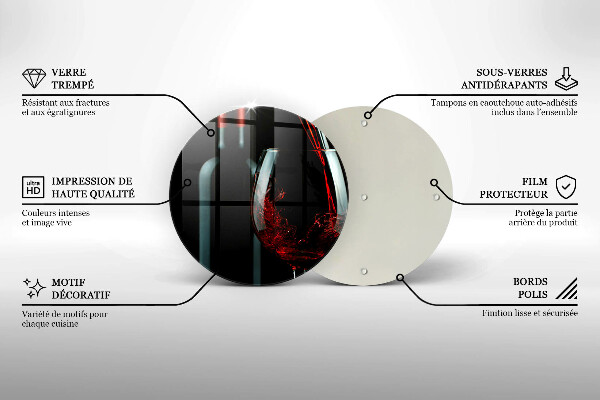 Kuchynská doska veľká zo skla Fľaša vína a pohár