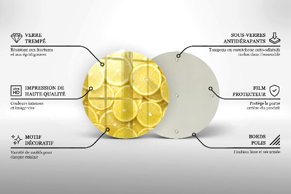 Kuchynská doska veľká zo skla Citrónové ovocie