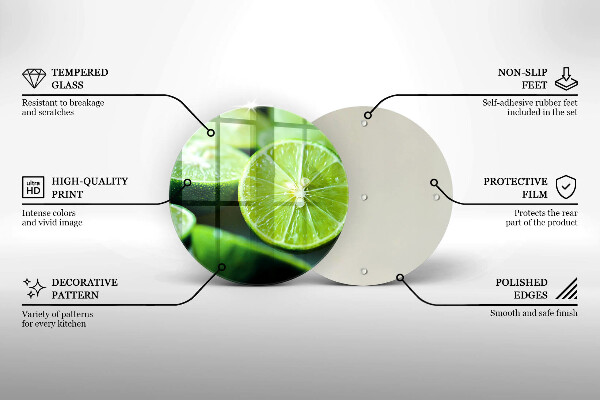 Kuchynská doska veľká zo skla Limetkový citrus