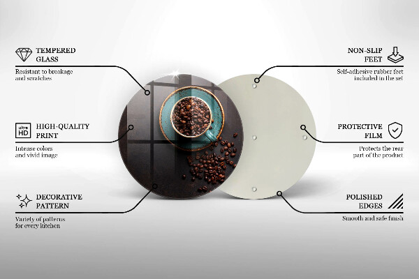 Kuchynská doska zo skla Šálka kávových zŕn