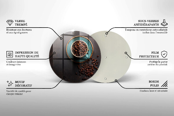 Kuchynská doska zo skla Šálka kávových zŕn