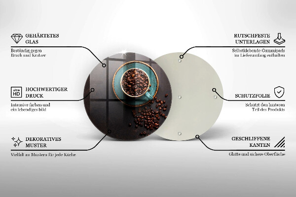 Kuchynská doska zo skla Šálka kávových zŕn