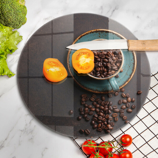 Kuchynská doska zo skla Šálka kávových zŕn