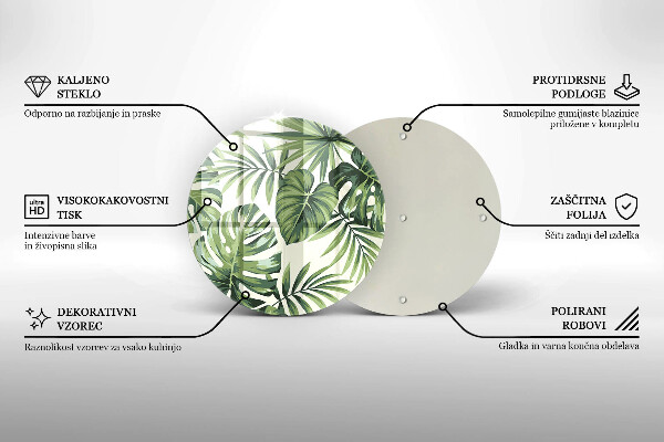 Kuchynská doska veľká zo skla Ilustrácia listov Monstera