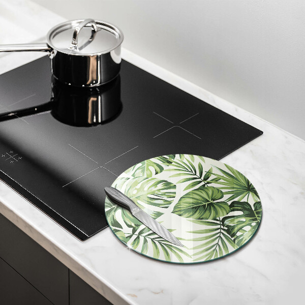 Kuchynská doska veľká zo skla Ilustrácia listov Monstera