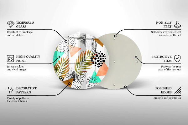 Kuchynská doska veľká zo skla Vzor boho listov