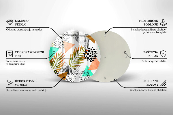 Kuchynská doska veľká zo skla Vzor boho listov