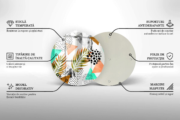Kuchynská doska veľká zo skla Vzor boho listov