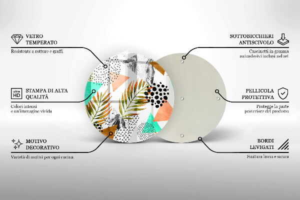Kuchynská doska veľká zo skla Vzor boho listov