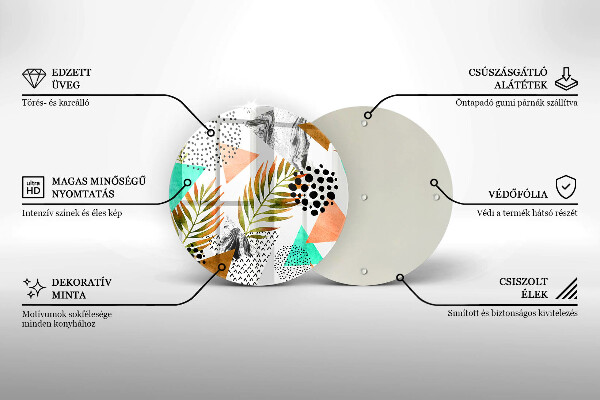 Kuchynská doska veľká zo skla Vzor boho listov