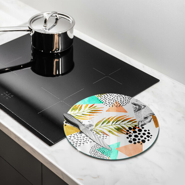 Kuchynská doska veľká zo skla Vzor boho listov