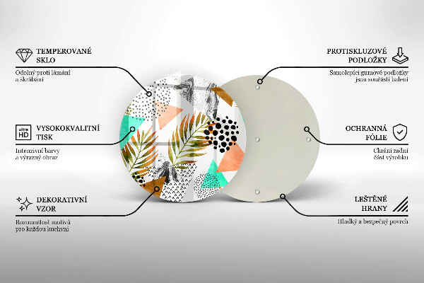 Kuchynská doska veľká zo skla Vzor boho listov