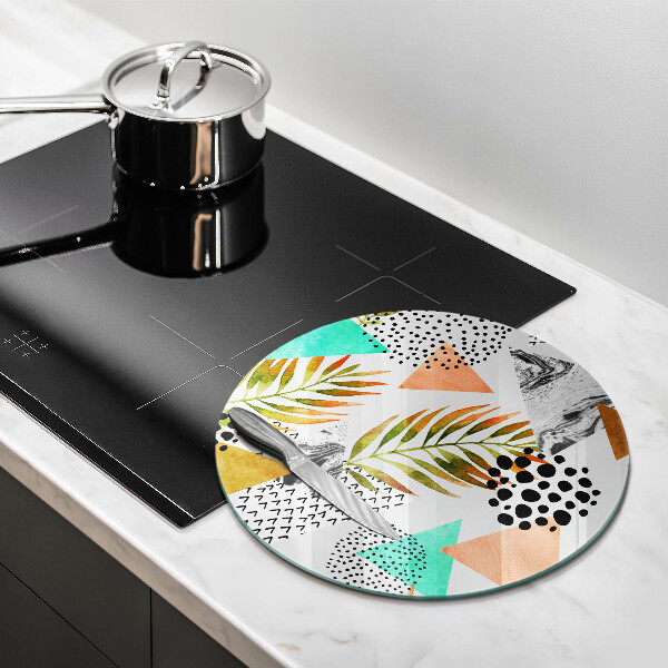 Kuchynská doska veľká zo skla Vzor boho listov