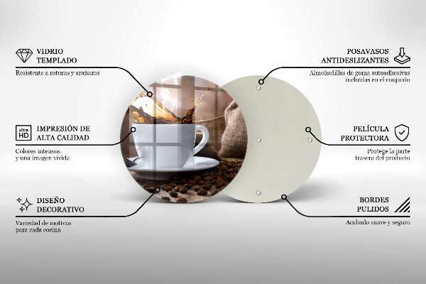 Kuchynská doska zo skla Šálka a kávové zrná