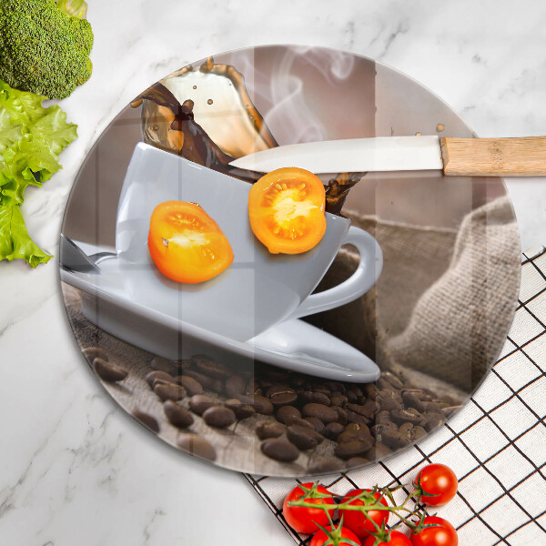 Kuchynská doska zo skla Šálka a kávové zrná