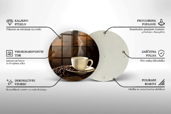 Kuchynská doska zo skla Drevená šálka na kávu