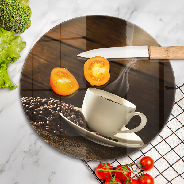 Kuchynská doska zo skla Drevená šálka na kávu