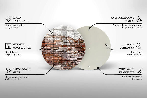 Kuchynská doska zo skla Stará tehlová a betónová stena
