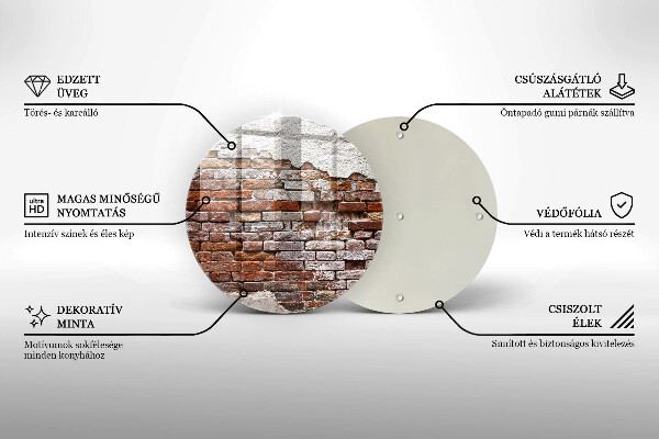 Kuchynská doska zo skla Stará tehlová a betónová stena