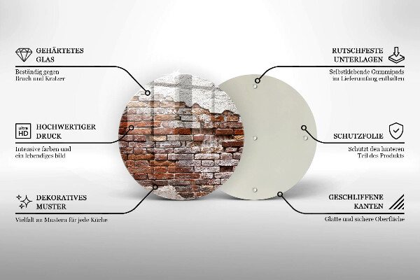 Kuchynská doska zo skla Stará tehlová a betónová stena