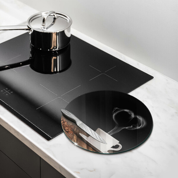 Kuchynská doska zo skla Srdce šálky kávy