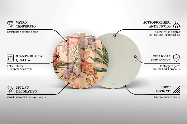 Kuchynská doska veľká zo skla Ilustrácie plameniakov