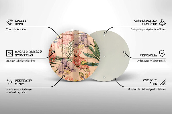 Kuchynská doska veľká zo skla Ilustrácie plameniakov