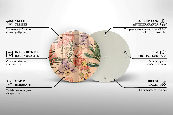 Kuchynská doska veľká zo skla Ilustrácie plameniakov