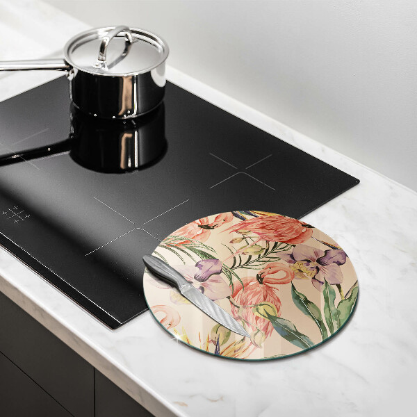 Kuchynská doska veľká zo skla Ilustrácie plameniakov