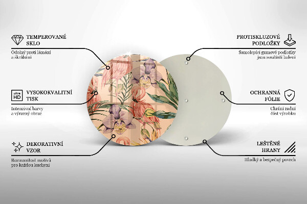 Kuchynská doska veľká zo skla Ilustrácie plameniakov