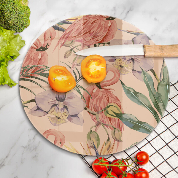 Kuchynská doska veľká zo skla Ilustrácie plameniakov