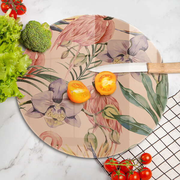 Kuchynská doska veľká zo skla Ilustrácie plameniakov