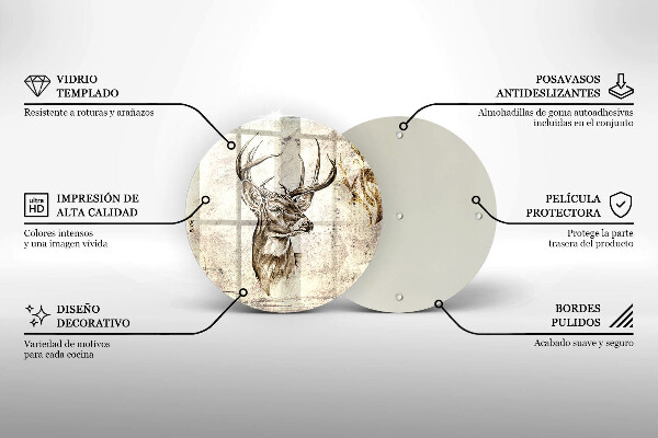 Kuchynská doska zo skla Jeleň zvierat ilustrácie