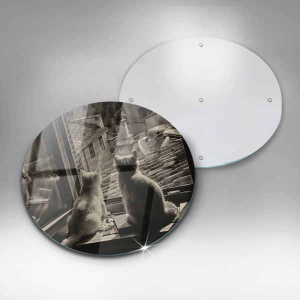 Kuchynská doska zo skla Mesto mačky a okno