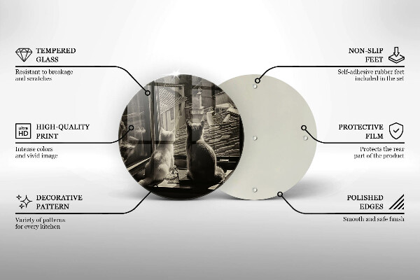Kuchynská doska zo skla Mesto mačky a okno