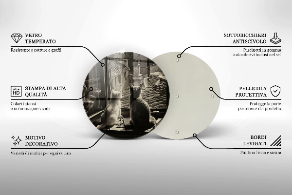 Kuchynská doska zo skla Mesto mačky a okno