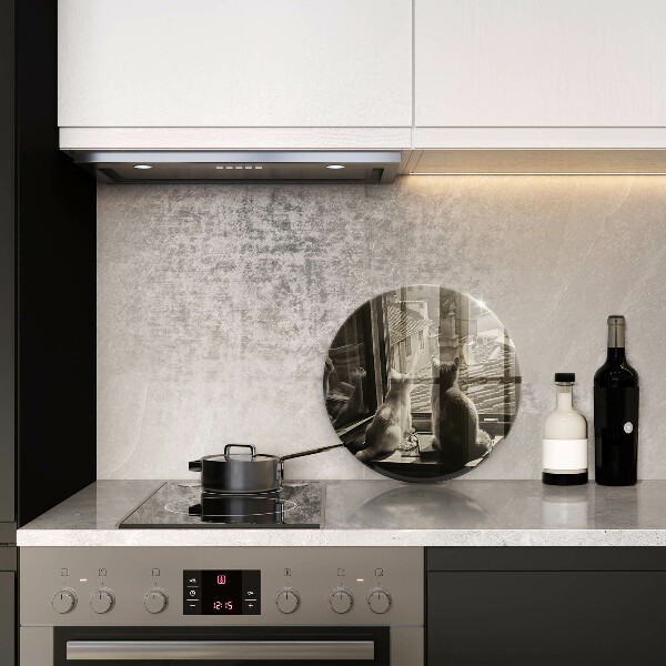 Kuchynská doska zo skla Mesto mačky a okno