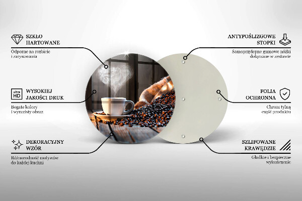 Kuchynská doska zo skla Šálka kávy a srdce