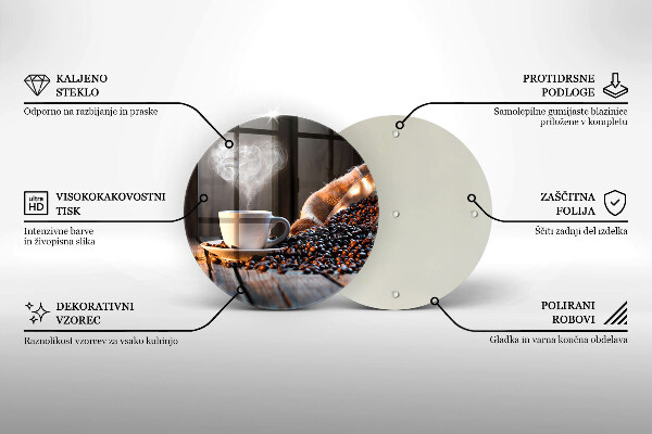 Kuchynská doska zo skla Šálka kávy a srdce