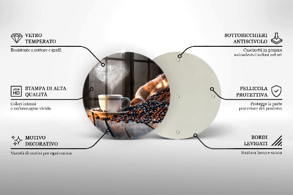 Kuchynská doska zo skla Šálka kávy a srdce