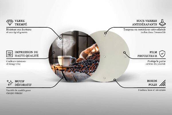 Kuchynská doska zo skla Šálka kávy a srdce