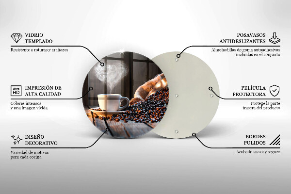 Kuchynská doska zo skla Šálka kávy a srdce