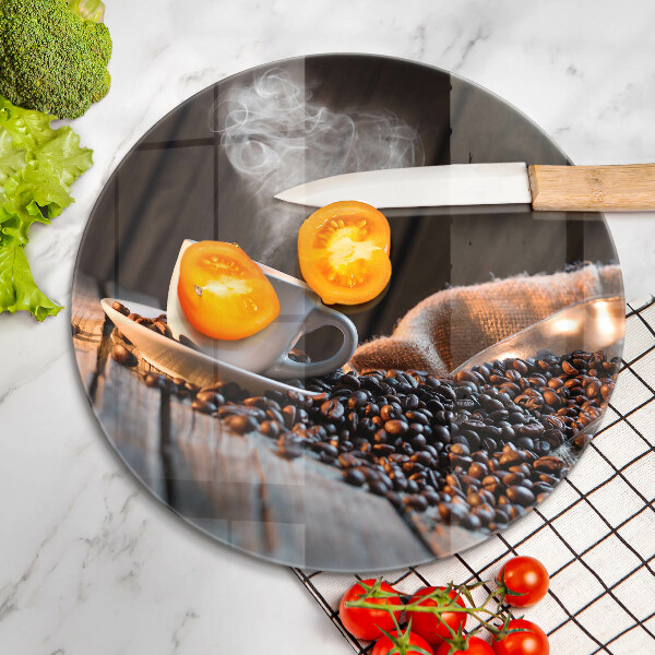 Kuchynská doska zo skla Šálka kávy a srdce