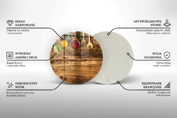 Kuchynská doska zo skla Drevené lyžice korenia