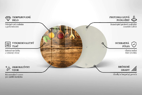 Kuchynská doska zo skla Drevené lyžice korenia