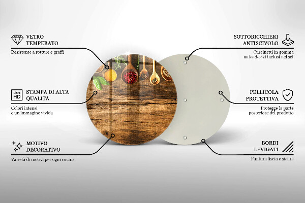 Kuchynská doska zo skla Drevené lyžice korenia